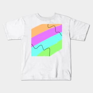 Green pink blue watercolor abstract art Kids T-Shirt